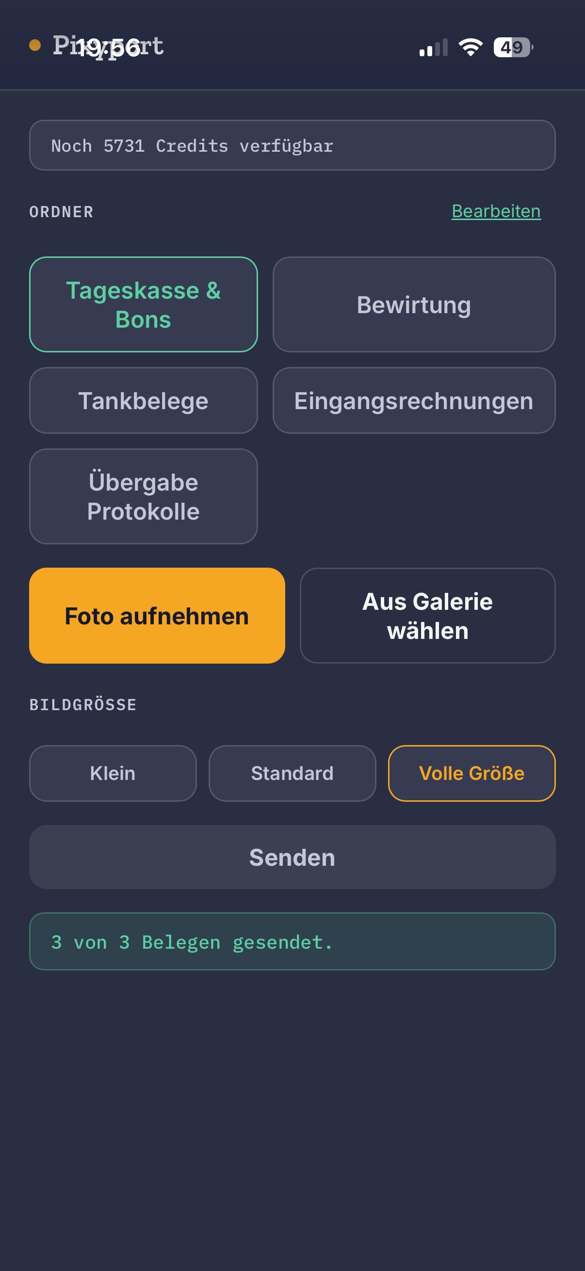 Mandant lädt Belege hoch